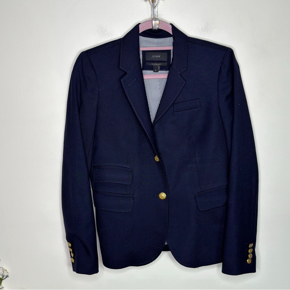 J. CREW Schoolboy Blazer Stretch Wool Navy Blue {L17} - Picture 2 of 5